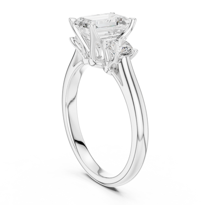 Classic Emerald With Round Side Lab Diamond Ring - View 7