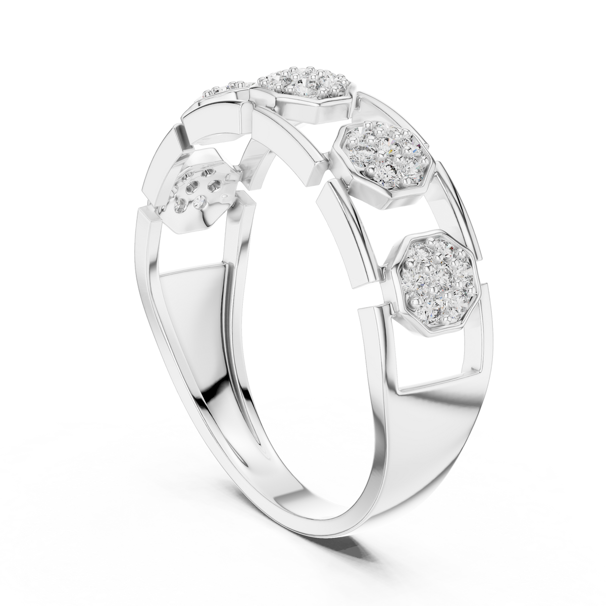 round cut lab diamond openwork band ring - view 9