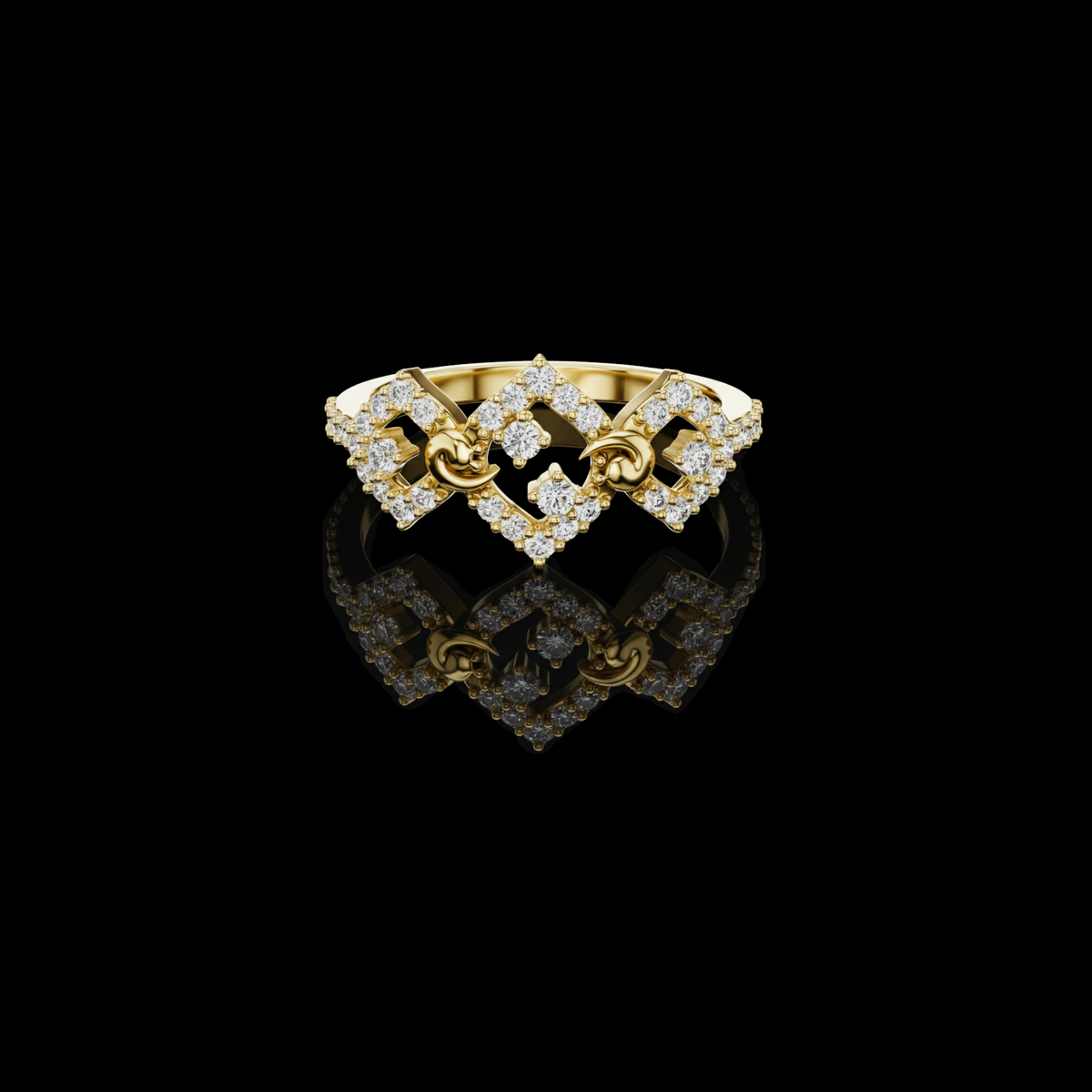 round cut crown moissanite diamond statement ring