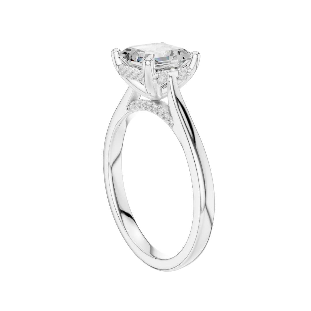 Asscher Cut Lab Diamond Solitaire Engagement Ring - View 12