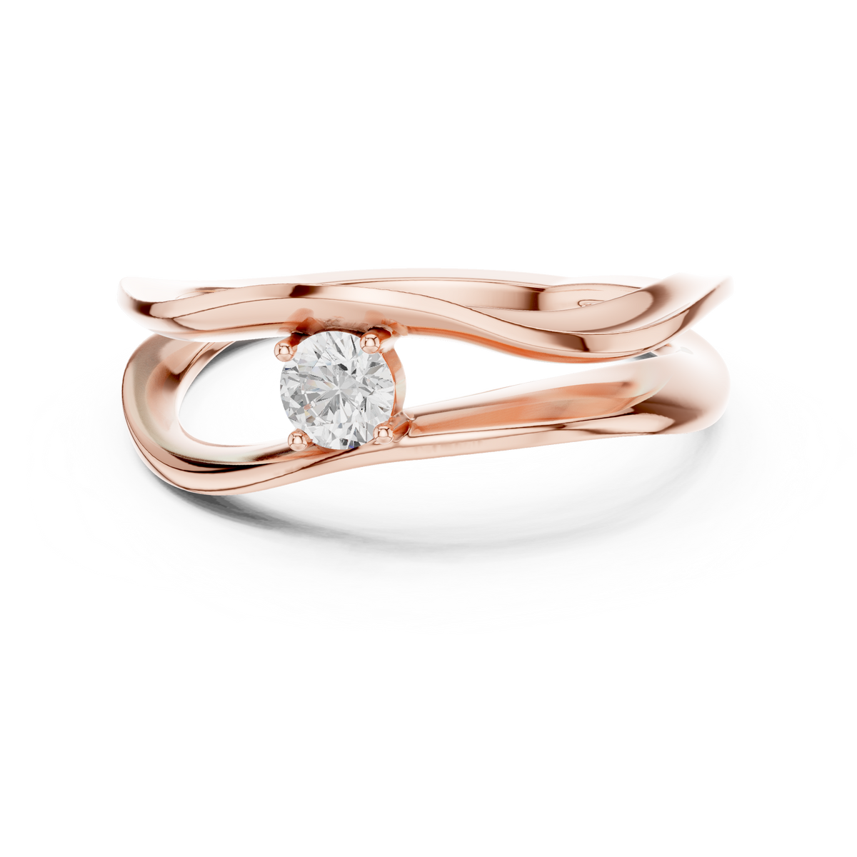 round solitaire twisted sculpted split band lab grown ring - view 4