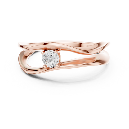 Round Solitaire Twisted Sculpted Split Band Lab Grown Ring - View 4
