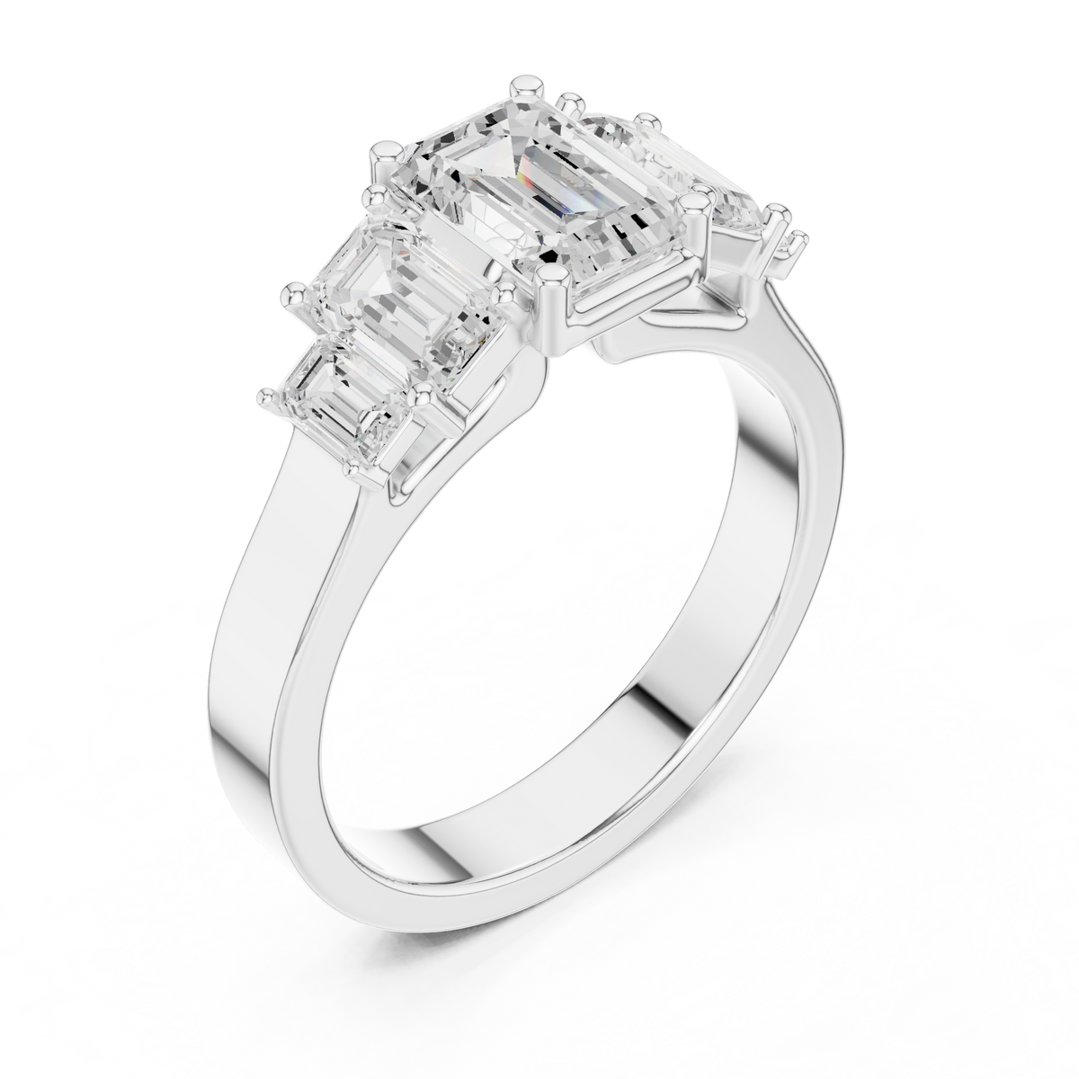 Five Stone Emerald Cut Lab Diamond Anniversary Ring - View 5