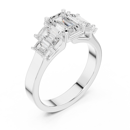 Five Stone Emerald Cut Lab Diamond Anniversary Ring - View 5
