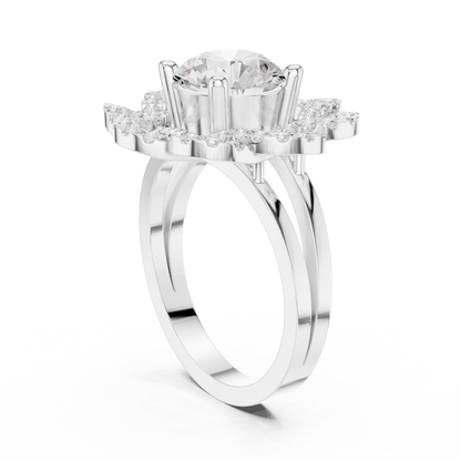 Floral Round Cut Moissanite Diamond Statement Wedding Ring For Her - View 12