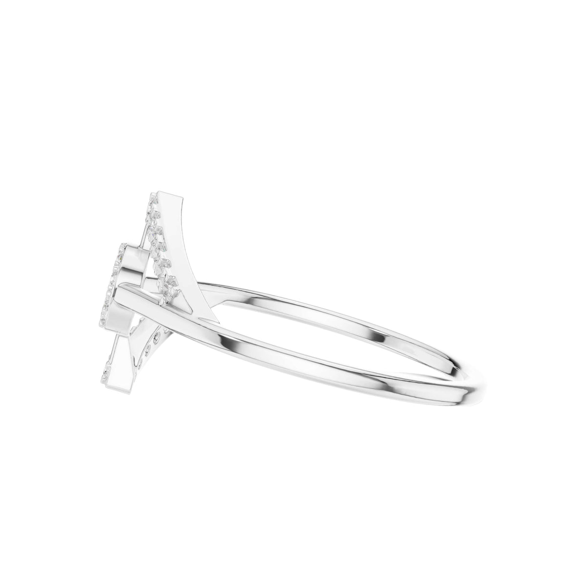 open circle pave moissanite diamond delicate ring - view 9