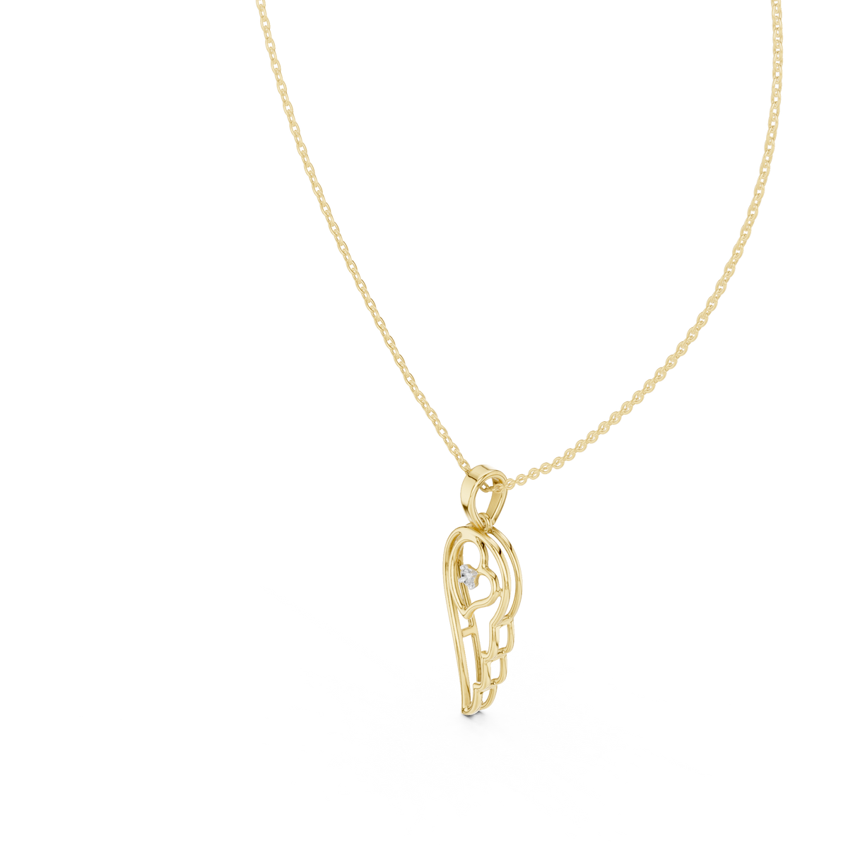 abstract spiritual silhouette charm pendant with round lab grown diamond - view 10