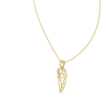 Abstract Spiritual Silhouette Charm Pendant with Round Lab Grown Diamond - View 10