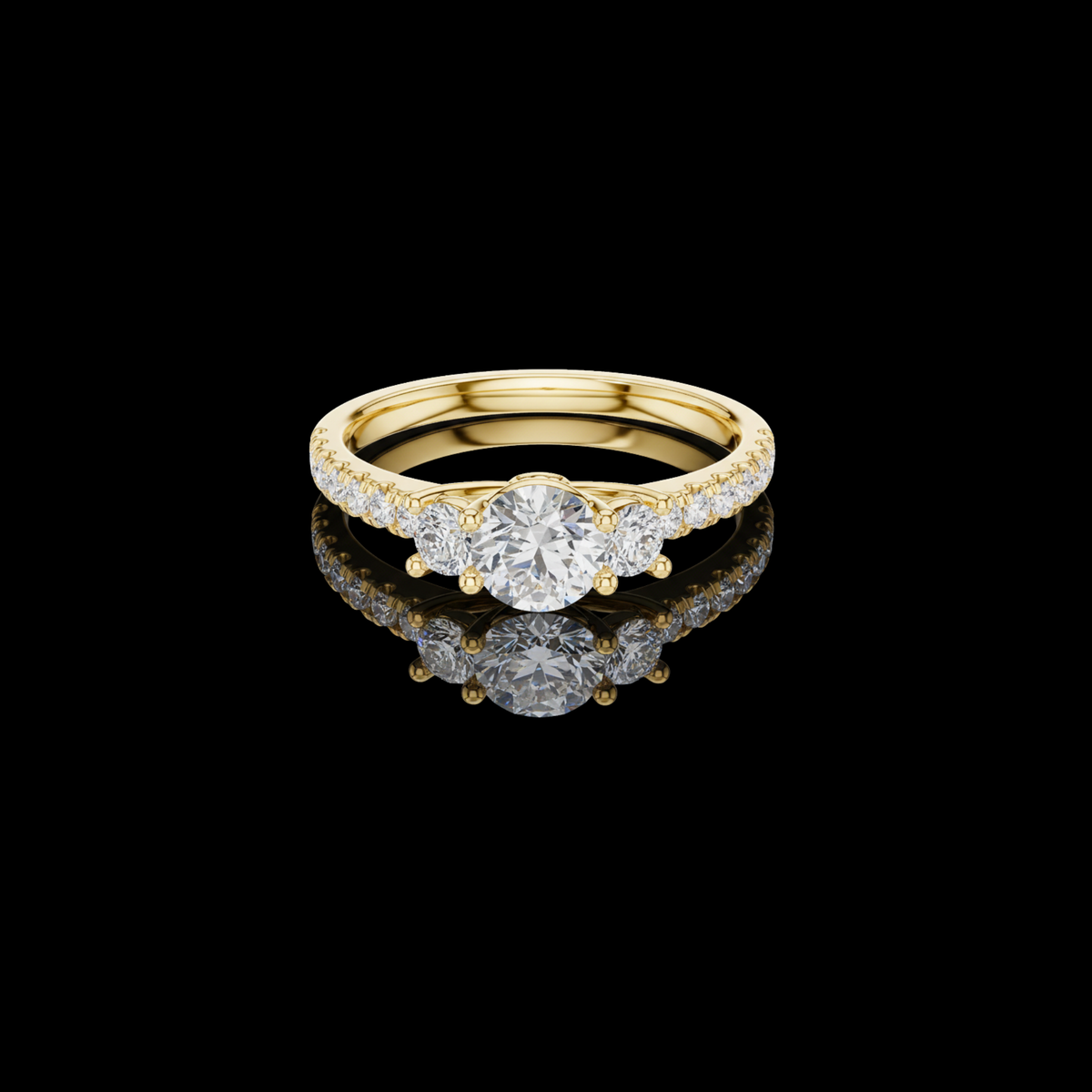 Pave Setting Round Cut Lab Diamond Engagement Ring