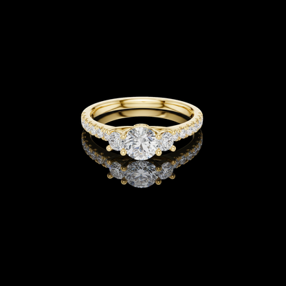 Pave Setting Round Cut Lab Diamond Engagement Ring