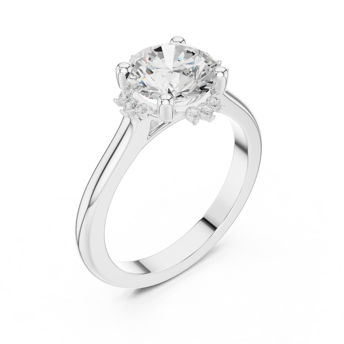 round brilliant three stone moissanite diamond ring - view 5