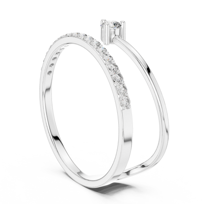 Round Cut Lab Diamond Open Wrap Pave Bypass Ring - View 7