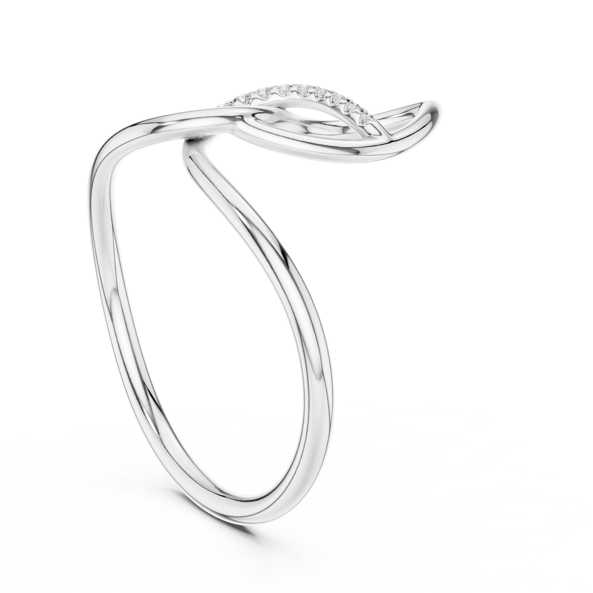 Twisted Loop Round Moissanite Diamond Engagement Ring - View 7