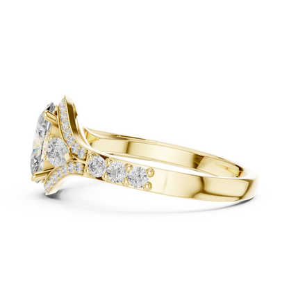 Oval Cut Moissanite Diamond Three Stone Split Shank Ring - View 9