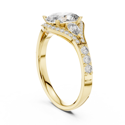 Oval Cut Lab Diamond Three Stone Split Shank Ring - View 8
