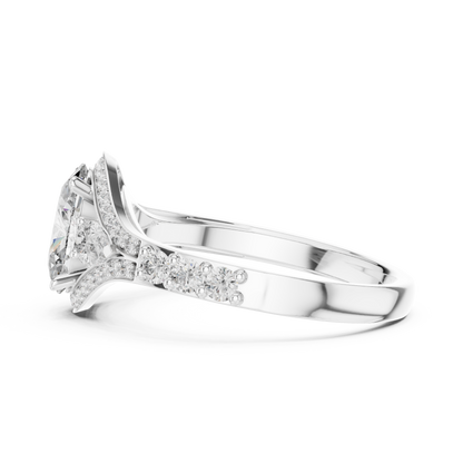 Oval Cut Moissanite Diamond Three Stone Split Shank Ring - View 7
