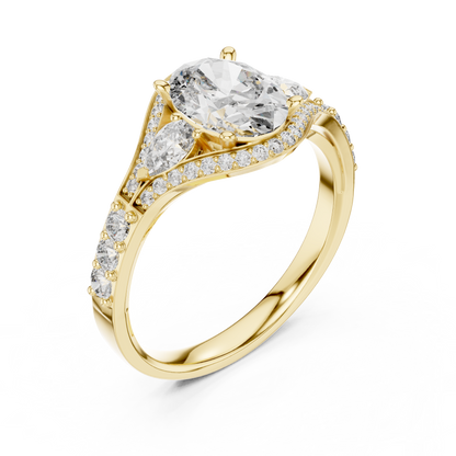 Oval Cut Lab Diamond Three Stone Split Shank Ring - View 10