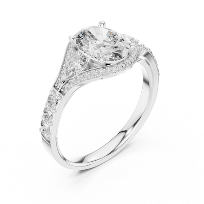 Oval Cut Moissanite Diamond Three Stone Split Shank Ring - View 6