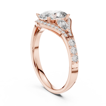 Oval Cut Moissanite Diamond Three Stone Split Shank Ring - View 2