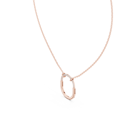 U Shape Hardware Pattern Statement Pendant with Round Lab Grown Diamond - View 11