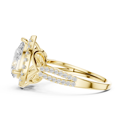 Pear Cut Lab Diamond Split Shank Engagement Ring - View 7