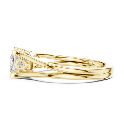 Princess Cut Lab Diamond Split Shank Solitaire Engagement Ring - View 8