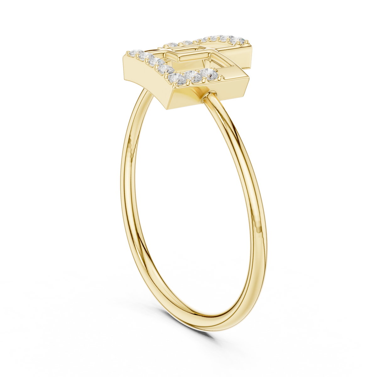 Stunning Round Cut Lab Diamond Edged Interlocking Square Ring - View 5