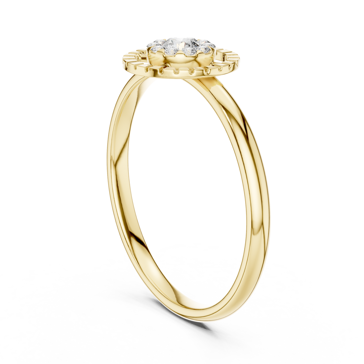 Round Moissanite Diamond Halo Cluster Split Ring - View 5