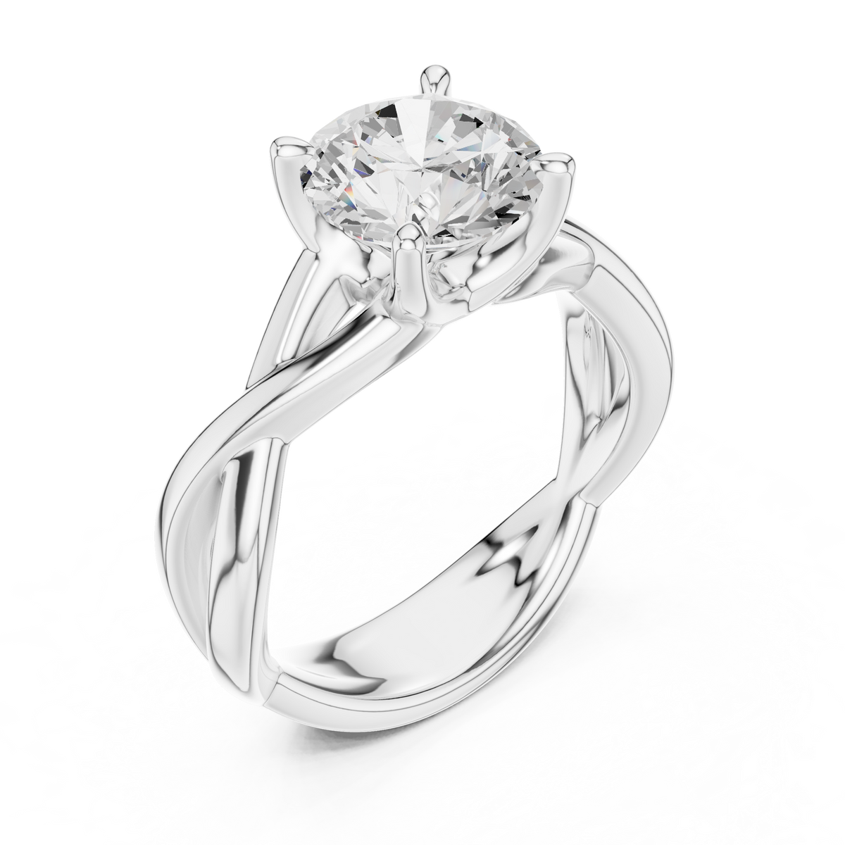 Round Cut Lab Diamond Infinity Twist Ring - View 5