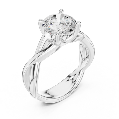 Round Cut Lab Diamond Infinity Twist Ring - View 5