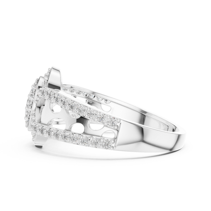 Round Cut Lab Diamond Cluster Split Shank Ring - View 12