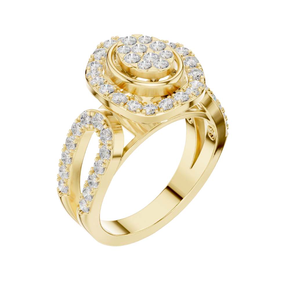 cluster round cut lab diamond split shank engagement ring - view 4