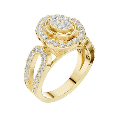 Cluster Round Cut Lab Diamond Split Shank Engagement Ring - View 4