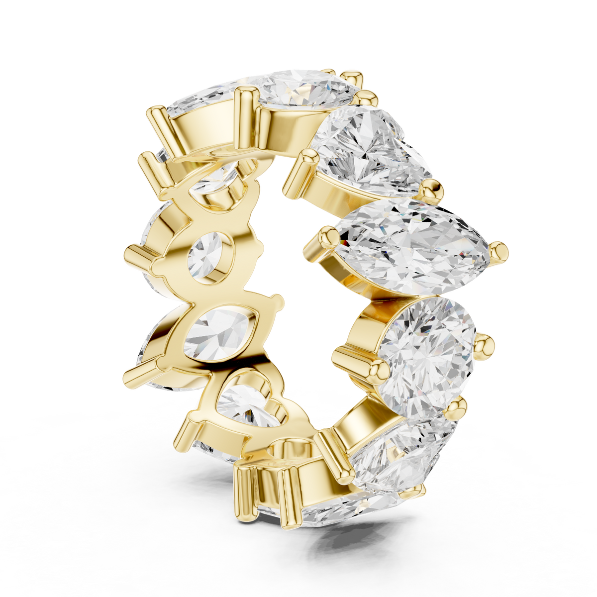 multi shape lab diamond pave setting wedding band - view 10