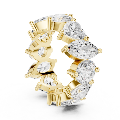 Multi Shape Lab Diamond Pave Setting Wedding Band - View 10
