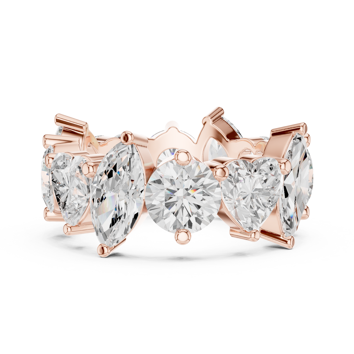 Multi Shape Lab Diamond Pave Setting Wedding Band - View 2