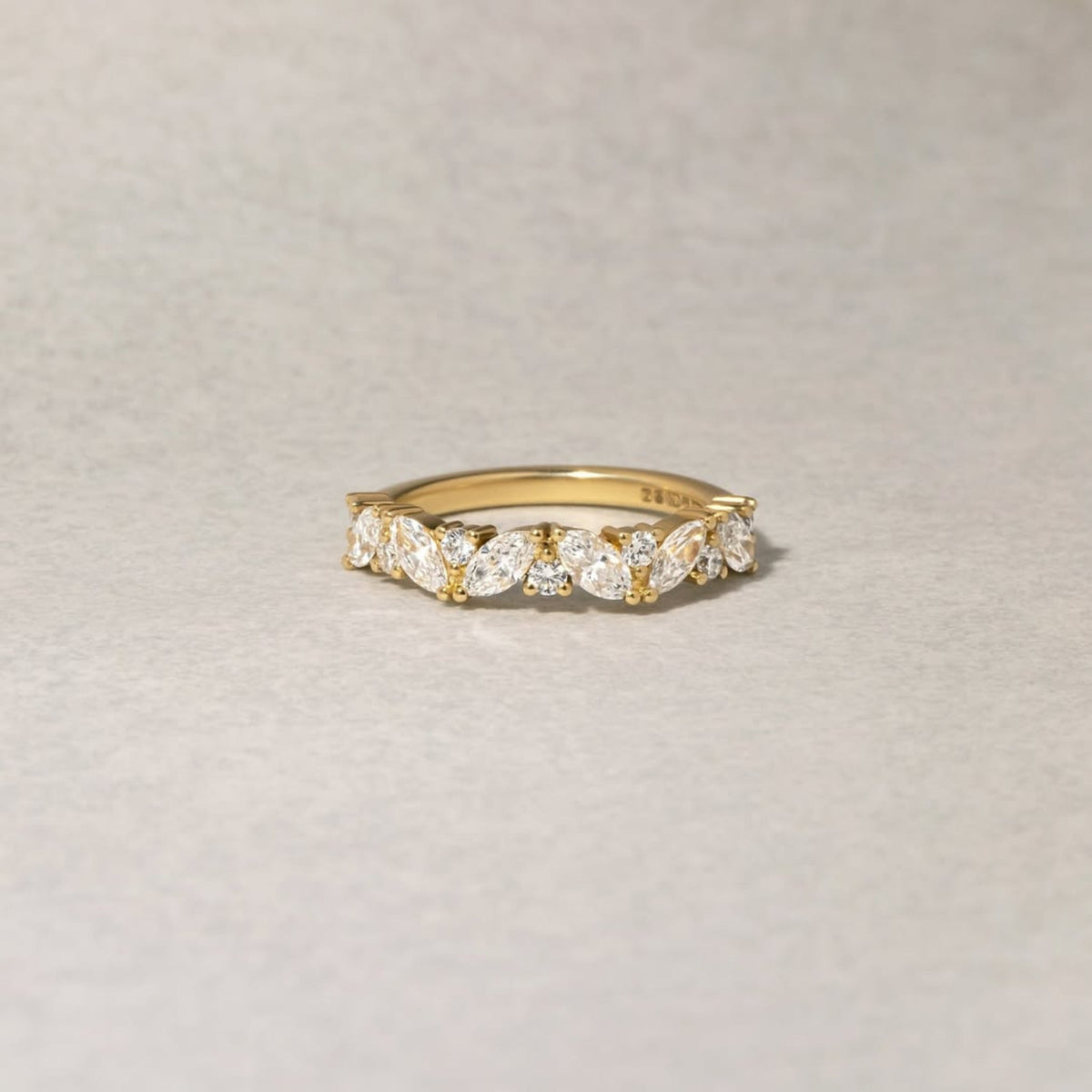 Marquise and Round Moissanite Diamond Half Eternity Band