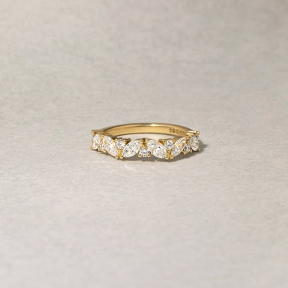 Marquise and Round Moissanite Diamond Half Eternity Band
