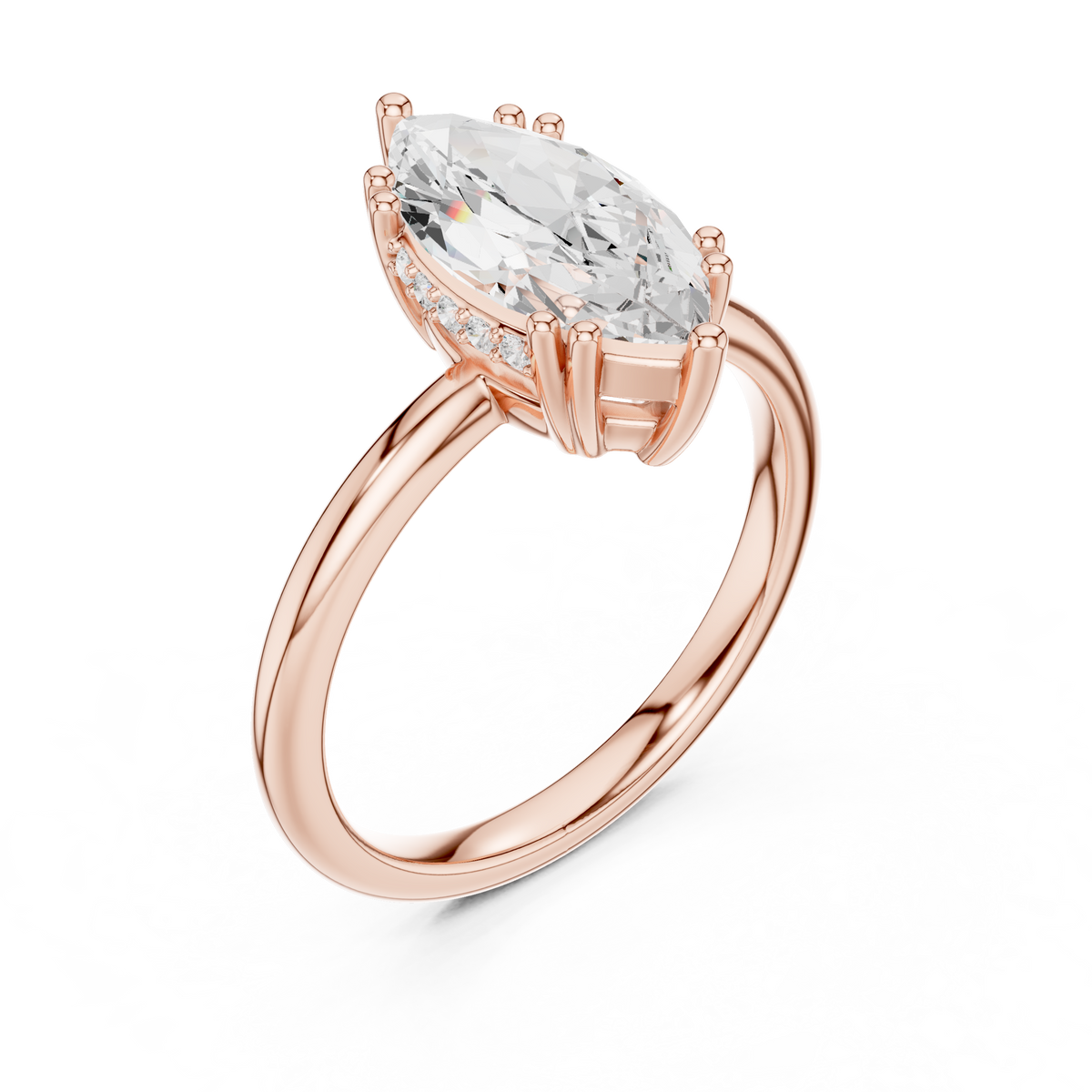 Solitaire Marquise Cut Lab Diamond Ring - View 3