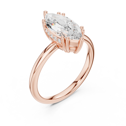 Solitaire Marquise Cut Lab Diamond Ring - View 3