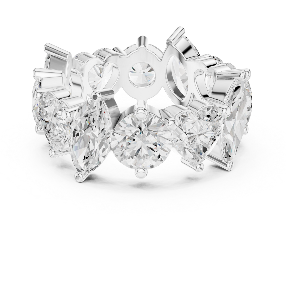 Multi Shape Lab Diamond Pave Setting Wedding Band - View 9