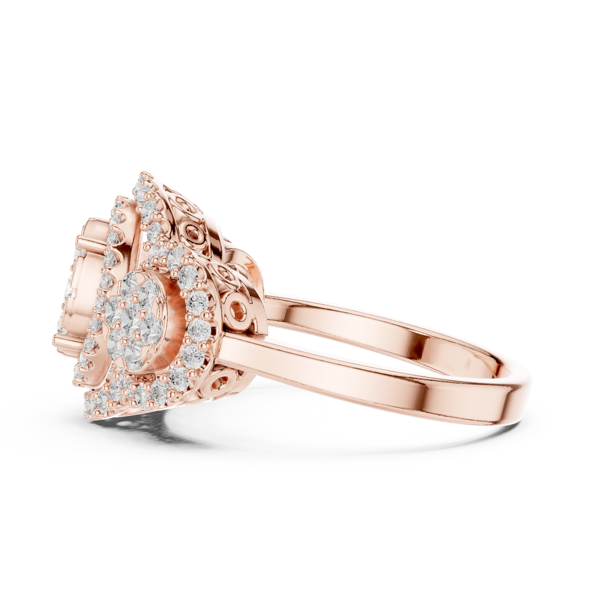 Triple Halo Lab Grown Diamond Cluster Statement Ring - View 8