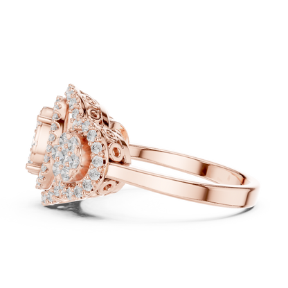 Triple Halo Lab Grown Diamond Cluster Statement Ring - View 8