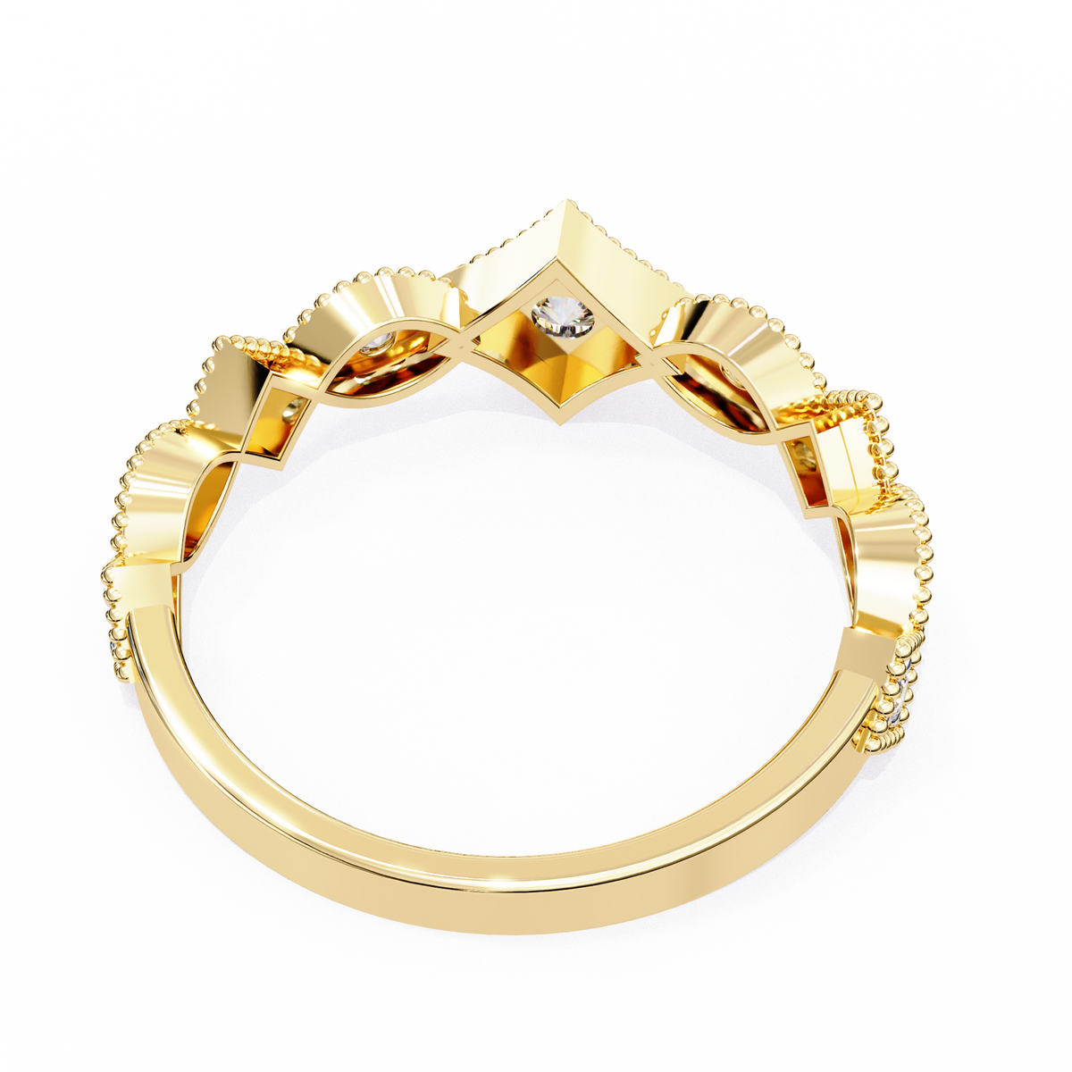 princess cut chevron lab diamond stackable wedding band ring - view 10