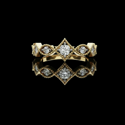 Princess Cut Chevron Lab Diamond Stackable Wedding Band Ring