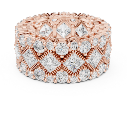Round Lab Diamond Wide Band Statement Ring - View 8