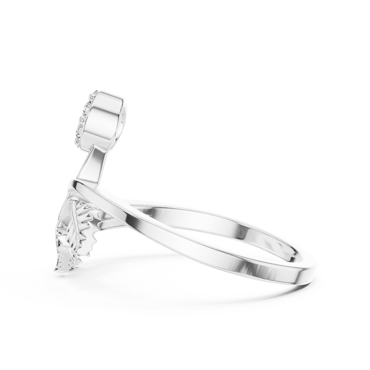 nature inspired lab diamond leaf delicate ring - view 10