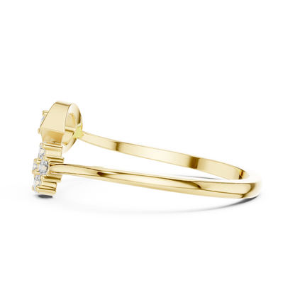 Open Leaf With Flower Round Lab Diamond Bypass Ring - View 7