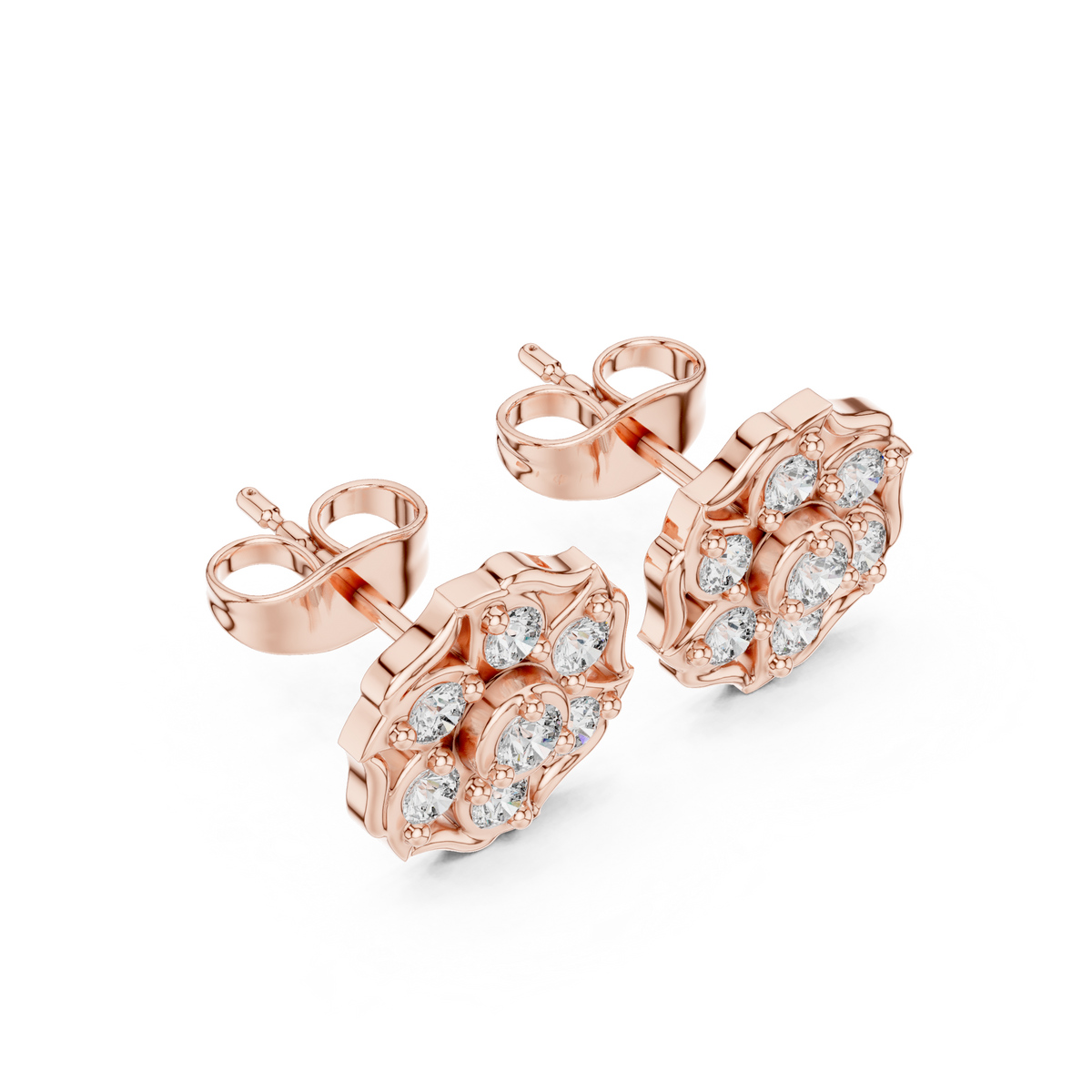 Infinity Twist Round Brilliant Cut Lab Diamond Stud Earrings Interlocking Loop - View 8