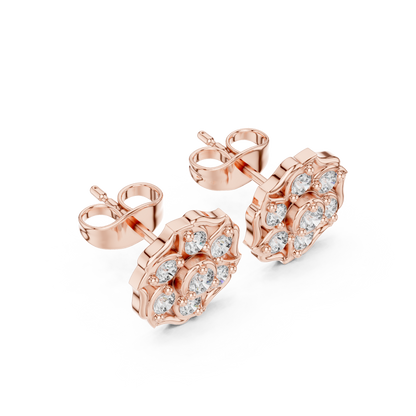 Infinity Twist Round Brilliant Cut Lab Diamond Stud Earrings Interlocking Loop - View 8